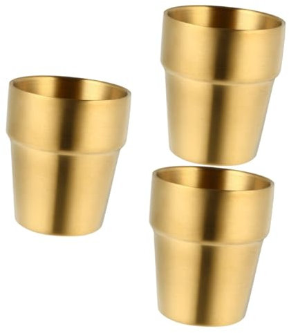 Cabilock 3 Piezas Jarro De Cerveza Vaso De Vino Tazas De Espresso Copas De Papel Copas De Cóctel Únicas Alcohol Bomba Botellas De Agua Copas De Jerez Whisky Bebiendo Acero Inoxidable Golden