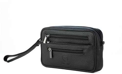 GERMANUS Oliver - Bolso de mano de piel auténtica para hombre y mujer