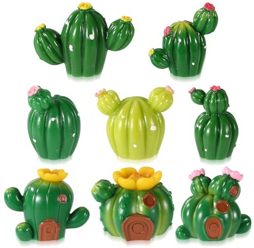 Lyreh 18pz Mini Cactus Resina, Piccolo Cactus Piante Succulente in Miniatura per Fai Da Te Casa delle Bambole Giardino Bonsai Micro Paesaggio Decori