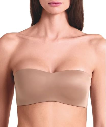 LORMAR Reggiseno Fascia Senza Ferretto Feel 1434 Microfibra Effetto Seta, Coppe Supersoft Invisibili, Spalline Staccabili – Bronze Skin, 2B