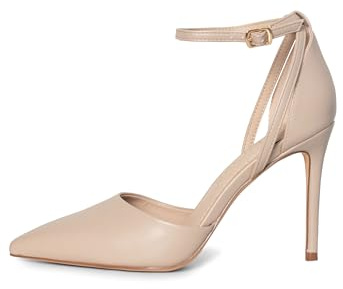 Rio Fiore Scarpe con Tacco, Decollete con Tacco a Spillo, Beige, 8.5 cm, Pelle Sintetica, High Heels, Décolleté a Punta, Cinturino alla Caviglia, 8194-7-5 (Beige, 35 EU)
