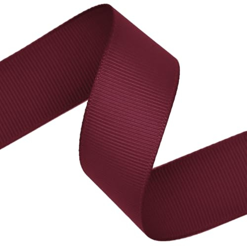 10 Metres Dark Red Grosgrain Ribbon – 38mm Wide, Polyester Craft Ribbon for Sewing, Gift Wrapping, Hair Bows, Scrapbooking & DIY Projects
