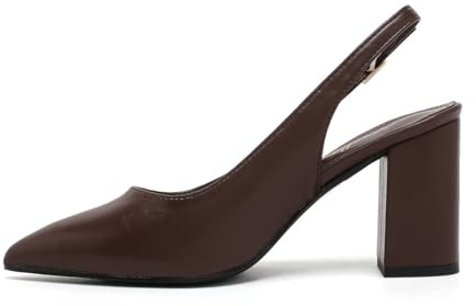 Bismaa Women’s Pointed Toe Court Shoes Ankle Strap Chunky Wedding Party Elegant High Block Heel Pumps Sandals for Womens, Brown Matte-6