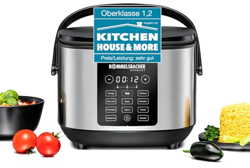 ROMMELSBACHER Multi Reiskocher MRK 650, 12 Programme, 24 Stunden Startzeitvorwahl, 3-D Heiztechnologie, energiesparend, keramische Beschichtung, PFAS-frei, 2 Liter Nutzvolumen, für 10 Portionen Reis