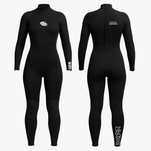 Combinaison Néoprène Femme 4/3 mm – Spéciale Longe-Côte – Chaleur & Flottabilité – Ultra Souple, Anti-Frottement – Zip Dos – Surf, Randonnée Aquatique, Natation en Mer (L)