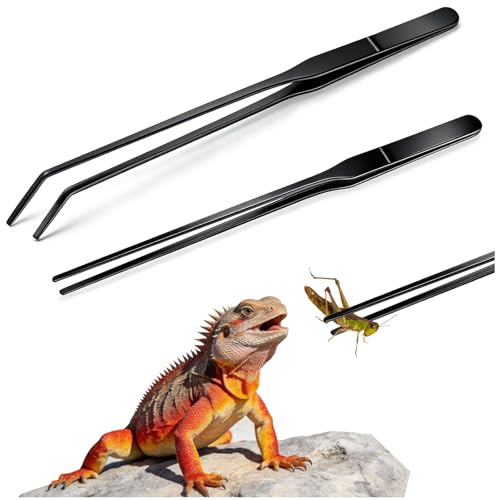 Noviatrix 2 Pièces Pince Aquarium, 27 cm Protège Les Doigts (Noir) | Pince Brucelle Pinces D'alimentation pour Reptiles Convient pour Nourrir Lézards, Araignées, Serpents et Animaux D'aquarium