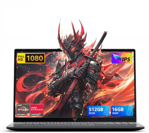 MALLRACE 2026 Laptop, 15.6 Inch FHD IPS Display, Ryzen 4300U(Beat Intel Processor N150,up to 3.7GHz), 16GB DDR4 RAM, 512GB SSD, Windows 11 Pro, 54.72Wh Battery,WiFi 5,Numbers Keyboard