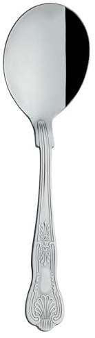 Grunwerg Kings Collection Soup Spoons, 18/0 Stainless Steel, Set of 12 | Soup spoons made from 18/0 stainless steel, ideal for soups, stews, cereals and everyday dining.