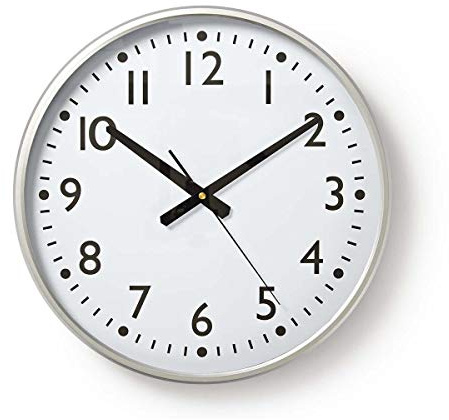 NEDIS Orologio da parete – Diametro: 380 mm – Plastica – Argento/Bianco