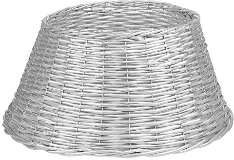 URBNLIVING - Soporte para árbol de Navidad, base de mimbre, sauce navideño (Plata)