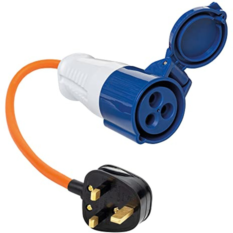 GADLANE 13A Plug to 16A Socket Adapter - Fly Lead Caravan Hook Up Socket To 3 Pin 250 V UK Mains Supply Electric Hook Up For Campervan - 35cm 13amp to 16amp Hook Up Cable (250V)