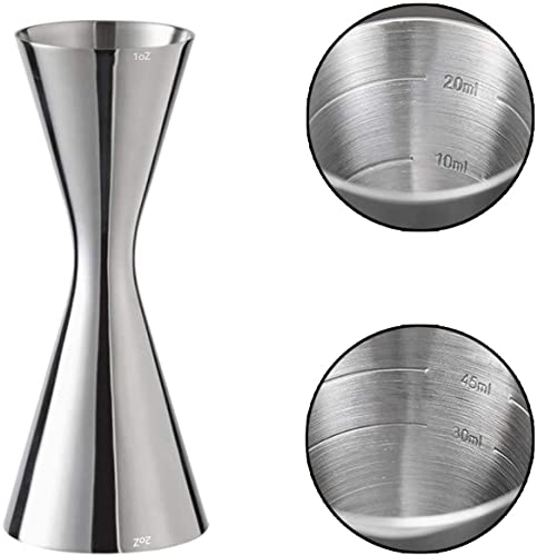 Delgeo Stainless Steel Cocktail Jigger - Professional 10ml/20ml/30ml/45ml Spirit Measure for Bartenders, Perfect Cocktail Measure and Wine Measure, Durable Drinks Measure for Spirits(Silver)