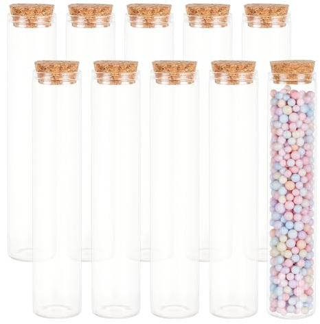 BENECREAT 10pcs 80ml Glas Reagenzglas Mit Korkstopfen Klare Flache Mini Glasflaschen Gläser Für Labor, Gastgeschenke, Süßigkeiten, Gewürze, Perlen