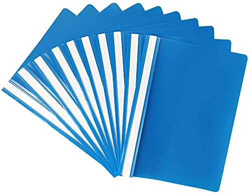 Netuno 10 Carpetas rápidas A4 Azul carpeta de plástico con portada transparente y campo de descripción organización oficina estudios archivo almacenamiento documentos