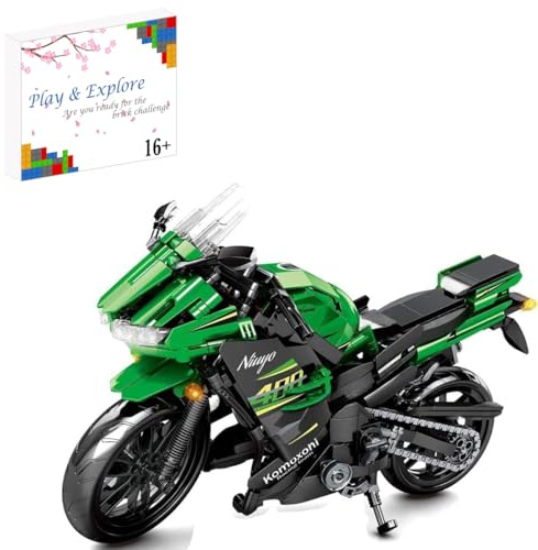 CIJINAY Motorbike Building Blocks Kit for Kawasaki Ninja 400, 912 Pcs Motorcycle Building Set, Superbike Construction Toy Gift for Adult, Compatible with Major Brand