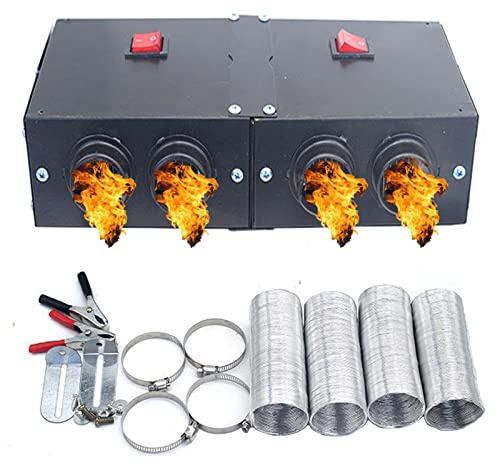CYDZSW Car Battery Powered Heater,Portable Electric 12 Volt Camping Heaters for UTV and Truck Cab Seat Kit,Auto Vehicle Dash Heater,Windshield Window Defogger Defroster,12V 500W 4 Holes