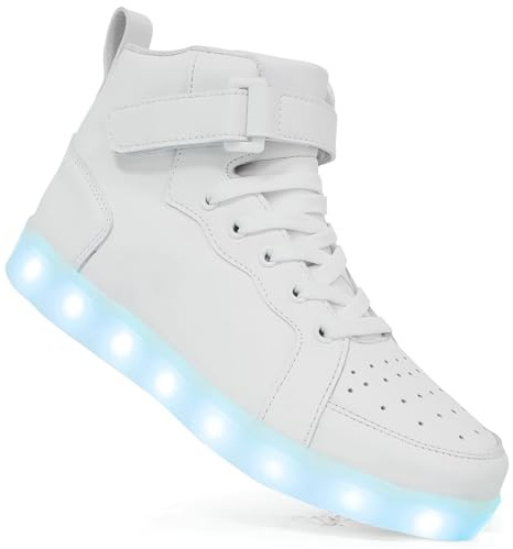 Vorkhuaeri Baskets Lumineuses pour Enfants et Adultes, Baskets LED pour Garçons et Filles, Chargeur USB, Chaussures Montantes Clignotantes Xmas (C-White,39)