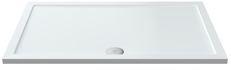 Balterley 1400 x 900 mm Rectangular Shower Tray, Slimline Shower Trays, Durable Stone Resin Base Trays for Bathroom Enclosure Cubicle, Central Waste Rectangular Tray for Wetroom Showers (White)