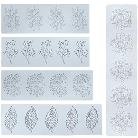 YapitHome 5 Pièces Stampi in Silicone per Dolci,Stampo per Torte in Pizzo,Stampo Silicone Foglie per Fondente in Pizzo per Utensili da Forno,Dessert,Torte,Decorazione del Piatto