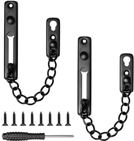 Bofanze 2 Pièces Chaînes de Porte de Sécurité Serrure de Sécurité de Chaîne de Porte Chaîne de Porte en Acier Inoxydableavec Chaîne de porte sécurité Coulissant Vis pour Portes et Fenêtre