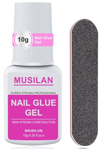 Halbfester Nagelkleber für Kunstnägel, 10g Nagelkleber für Tips, Schnelltrocknend, Leicht zu tragen, Salon-Qualität Nagel kleber Gel mit Pinsel zum präzisen Auftragen für Press on nails