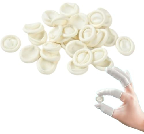 100 PCS Finger Cots Finger Tip Rubber Protect Keeping Dressing Dry and Clean Disposable Finger Gloves White