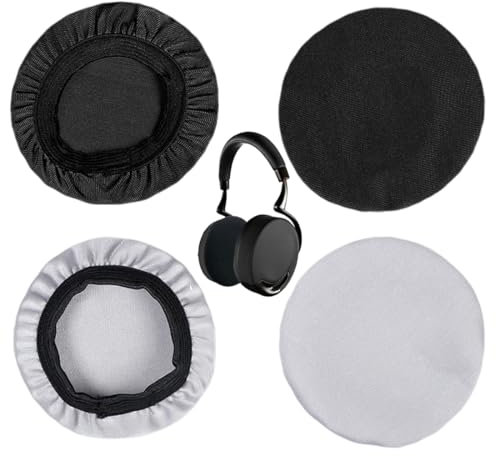 DLPRK 4 Piezas Funda Almohadillas Auriculares, Fundas para Auriculares Tela, Funda Lavable Elásticas Fundas para Sudor de Auriculares (9 a 11 cm) (Negro,Gris)