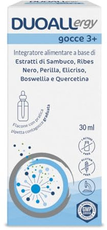 GPP | DUOALLERGY® GOCCE 3+, Integratore Alimentare Bambini 3+, Sambuco, Ribes Nero, Perilla, Elicriso, Boswellia, Quercetina, Supporta la Prevenzione e il Trattamento delle Allergie-Flacone 30ml