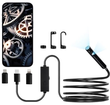 VEVOR Telecamera Endoscopica con Luce, Telecamera di Ispezione HD 1920P con 8 + 1 Luci LED, Boroscopio a Doppia Lente con Zoom 2X, Cavo Serpente da 3 m Impermeabile IP67 per Auto