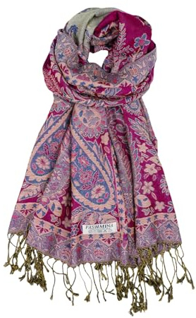 CRFASIBE Echarpe et Châle Pashmina pour femme, Echarpe Jacquard Paisley avec Franges, Polyvalent Foulard, Doux Hiver Grande étole pour Toutes les Saisons (Violet)