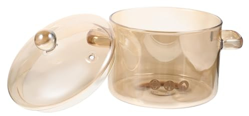 TOYANDONA Olla de Vidrio Borosilicato para Estofado con Doble Asa y Tapa Cazuela Multifuncional para Cocina Doméstica para Sopa Fideos y Guisos Resistente Altas Temperaturas