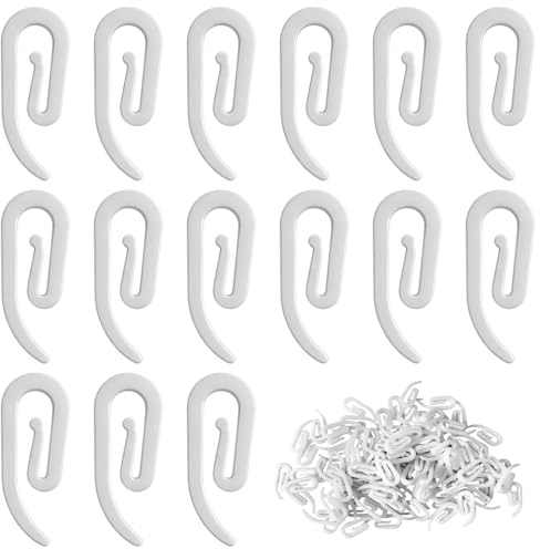 Yohtlfp Ganchos Cortinas, 100PCS Gancho de Plástico para Cortina, Gancho Resistentes, Ganchos Plastico para Cinta de Cabecera y Cortinas, Accesorios para Colgar (Blanco)