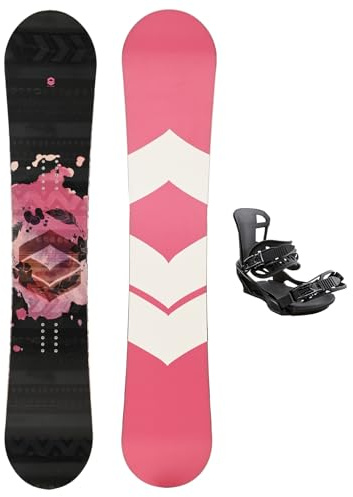 FTWO Set Damen Snowboard Black Deck Pink 142cm mit Bindung M Sale