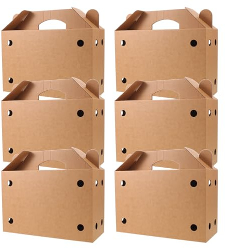 SHINEOFI 6 Piezas Caja de Papel con Asa para Transporte de Aves, Estructura Reforzada y Ventilación Perforada, Solución Multifuncional para Transporte y Obsequio Festivo