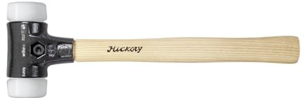 Wiha Martillo de cara blanda Safety de dureza media/muy duro con mango de madera Hickory, cabezal redondo 80L, 840 mm (26674)
