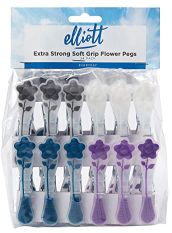 Elliott Lot de 24 Pinces à Linge softgrip avec extrémités en Forme de Fleurs