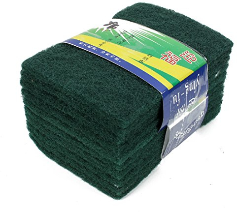 uxcell Scouring Pads Non-Scratch Scouring Sponge Scrub Pads Kitchen Bowl Dish Rectangle Cleaning Pads Scourers 10 PCS Green