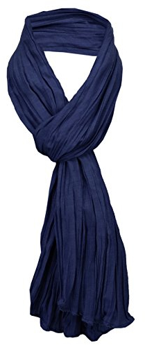 TigerTie Schal gecrasht in blau dunkelblau marine einfarbig Uni - Gr. 160 x 70 cm