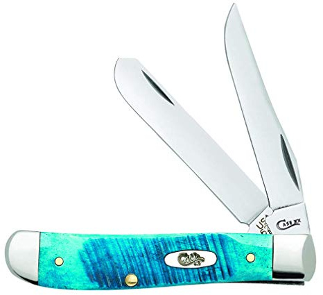 Case XX WR Pocket Knife Mini Trapper Caribbean Blue Jig Bone Item #25593 - (6207 SS) - Length Closed: 3 1/2 Inches