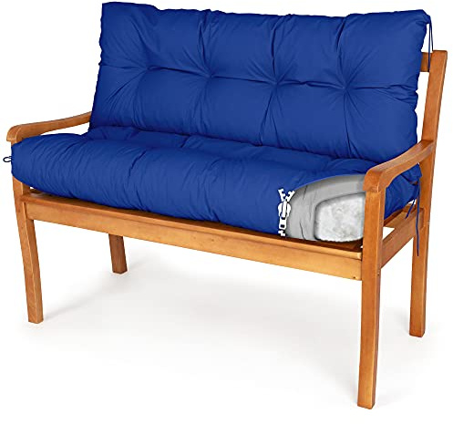 Spatium Cojines para Bancos Asiento + Respaldo Funda desenfundable, Impermeable 30 tamaños para Elegir de 7 Colores(120 x 80 x 10cm Azul)