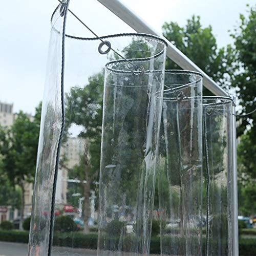 Vattentätt, stort transparent presenningsöverdrag med öljetter tjock, rivbeständig presenning PVC baldakiner plastpresenning, UV-resistent, för trädgårdsmöbler, grill, växttak, regnskydd
