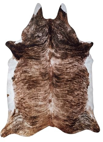 HOME DECO FACTORY TX9129 Tapis Forme Imitation Peau de Vache Marron Polyester H1 x 120 x 158 cm