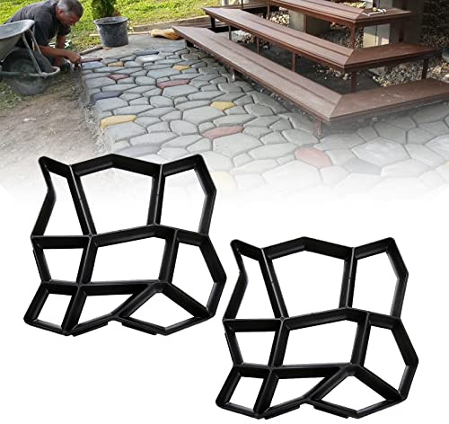 SWANEW 2 stampi per pavimentazione fai da te, in plastica, colore nero, per pavimentazione, per uso esterno, solidi e stabili, 43 x 43 x 4 cm