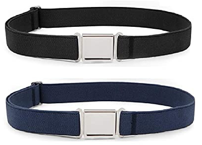 LEACOOLKEY Kids Adjustable Magnetic Belt Boys Girls Elastic Belt with Easy Magnetic Buckle for Back to School