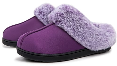 VeraCosy Women's Classic Suede Memory Foam Slippers with Warm Collar | Cozy,breathable,warm,non-slip,machine washable,gift
