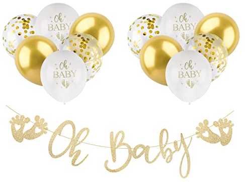 BETESSIN 13pcs Decoracion Fiesta Baby Guirnalda Bebé Oro Rosa Globos Decorativos Adorno Pancarta Globos para Fiesta Baby Shower Cumpleaños Bebé Bautizo Comunión Fiesta Bebé