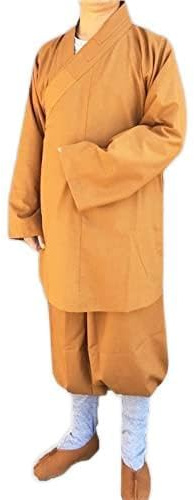 Buddhistiska munkar Dräkt Shaolin Temple Kläder Dräkt Zen Kläder Buddhism Meditation Lohan Kläder (Färg: Gul, Storlek: M)