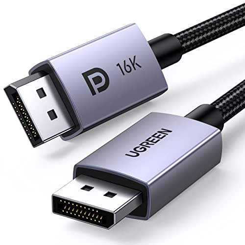 UGREEN DisplayPort 2.1 Kabel VESA-zertifiziert, Unterstützt 16K@30 Hz, 8K@240Hz, 4K@240Hz 40 Gbps HDR HDCP 2.2 DSC 1.2a FreeSync, G-Sync, DP 2.0 Kabel Kompatibel mit PC TV Gaming Monitor (2M)