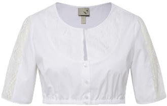 Ulla Popken Chemisier Dirndl avec Dentelle Blouse, Blanc Neige, 52 Femme