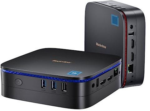 Blackview MP60 Mini PC W-11 Pro, 2026 Intel Alder Lake N95, 16 Go DDR4 512 Go M.2 SSD Mini Ordinateur de Bureau, 4K@60Hz HDMI*2,Gigabit Ethernet, 5G WiFi/BT/USB3.2 * 2 pour l'école/Bureau
